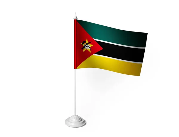 Mozambique Vlag Zwaaien Witte Achtergrond Rendering — Stockfoto