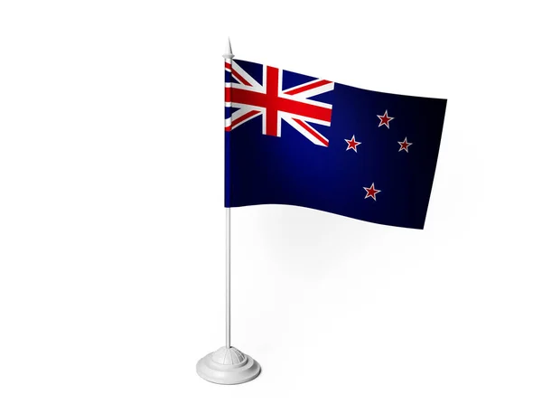 New Zealand Flag Waving White Background Rendering — Stock Photo, Image