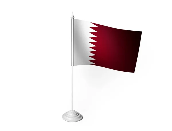 Bandeira Qatar Acenando Fundo Branco Renderização — Fotografia de Stock