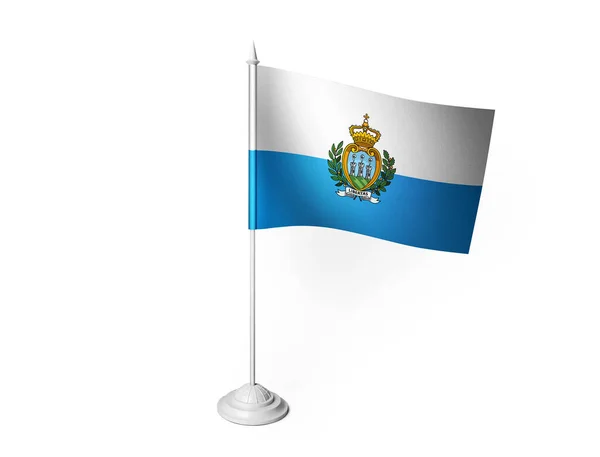 San Marino Vlajka Mává Bílým Pozadím Vykreslování — Stock fotografie