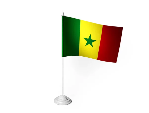 Senegal Vlag Zwaaien Witte Achtergrond Rendering — Stockfoto