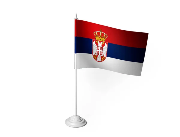 Serbia Bandeira Acenando Fundo Branco Renderização — Fotografia de Stock