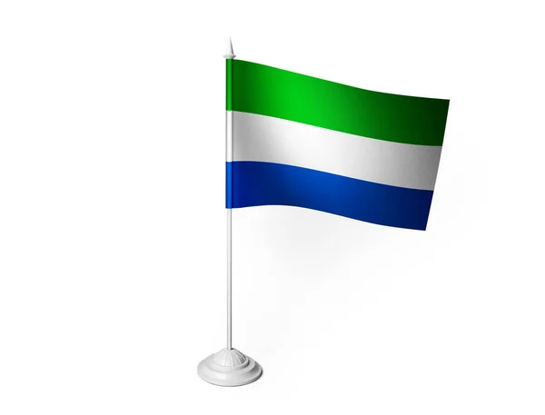 Sierra Leone Bandeira Acenando Fundo Branco Renderização — Fotografia de Stock