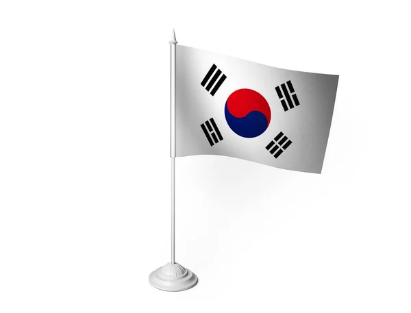 Bandera Corea Del Sur Ondeando Fondo Blanco Representación — Foto de Stock