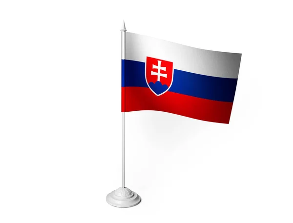 Bandeira Eslováquia Acenando Fundo Branco Renderização — Fotografia de Stock
