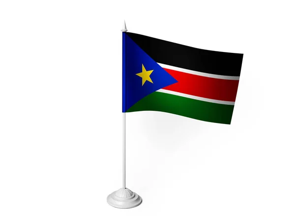 Sul Sudan Bandeira Acenando Fundo Branco Renderização — Fotografia de Stock