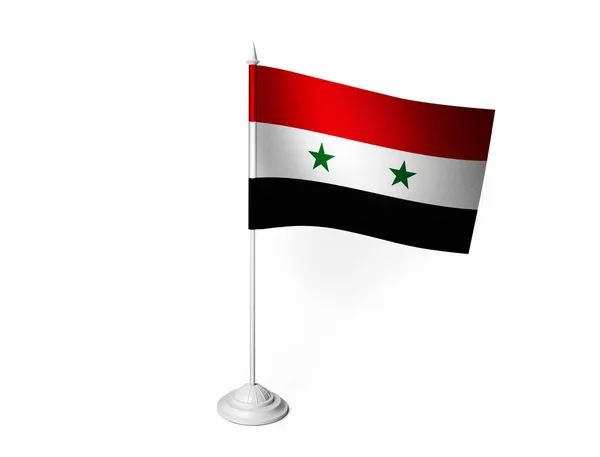 Drapeau Syria Agitant Fond Blanc Rendu — Photo