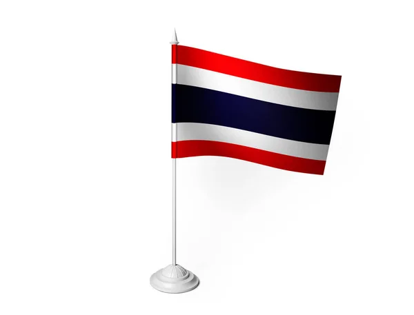 Tajski Flaga Machanie Białym Tle Renderowanie — Zdjęcie stockowe