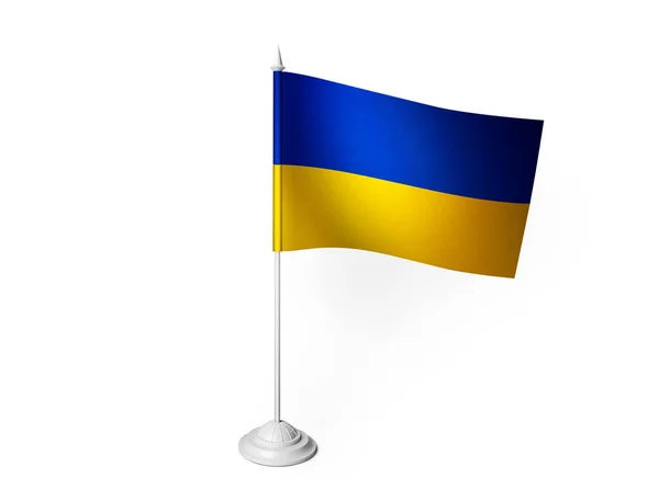 Ukrainische Flagge Weht Weißer Hintergrund Rendering — Stockfoto