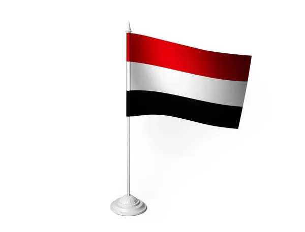 Σημαία Yemen Κυματίζει Λευκό Φόντο Απόδοση — Φωτογραφία Αρχείου