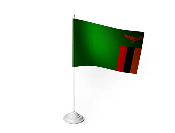 Bandeira Zâmbia Acenando Fundo Branco Renderização — Fotografia de Stock