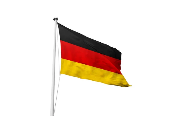 Német Zászló Hullámzó Fehér Háttér Renderelés — Stock Fotó