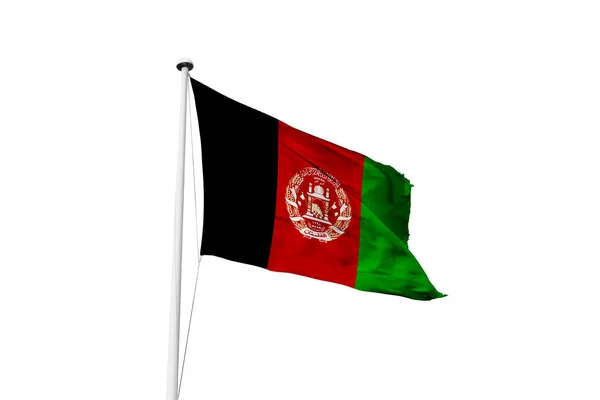 Afghanistan Vlag Zwaaien Witte Achtergrond Rendering — Stockfoto