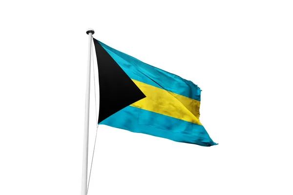 Bandeira Das Bahamas Acenando Fundo Branco Renderização — Fotografia de Stock