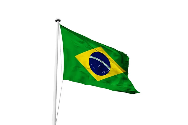 Бразильский Флаг Размахивая Белым Фоном Рендеринг — стоковое фото