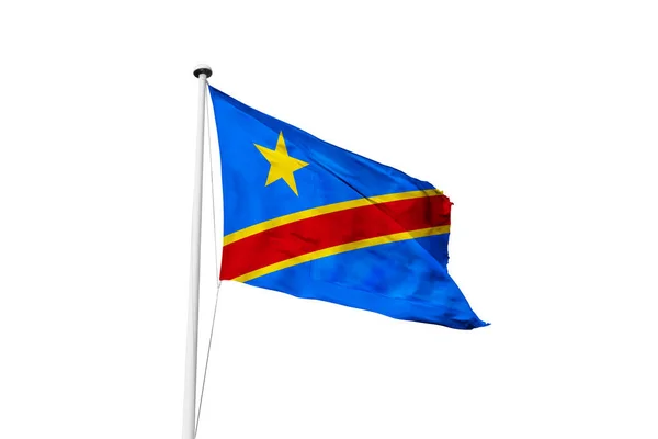 Congo Bandeira República Democrática Acenando Fundo Branco Renderização — Fotografia de Stock