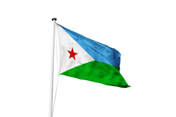 Djibouti Flag Melambaikan Latar Belakang Putih Render — Stok Foto