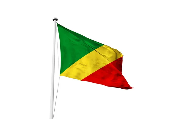 Kongo Republik Flagge Schwenkt Weißen Hintergrund Rendering — Stockfoto