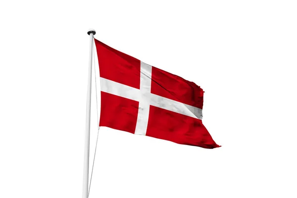 Drapeau Danemark Agitant Fond Blanc Rendu — Photo