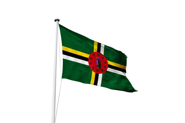 Bandeira Dominica Acenando Fundo Branco Renderização — Fotografia de Stock