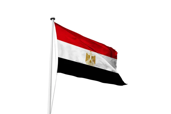 Egypt Σημαία Κυματίζει Λευκό Φόντο Απόδοση — Φωτογραφία Αρχείου