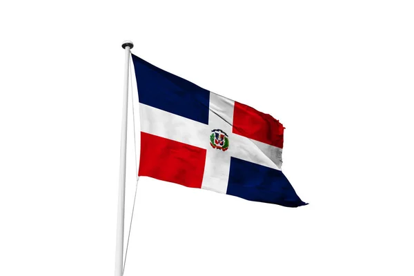 Флаг Доминиканской Республики Размахивая Белым Фоном Рендеринг — стоковое фото
