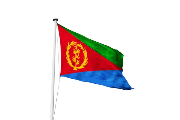 Eritrea Vlag Zwaaien Witte Achtergrond Rendering — Stockfoto