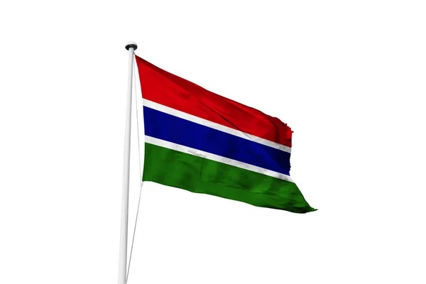 Bandeira Gâmbia Acenando Fundo Branco Renderização — Fotografia de Stock