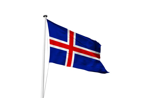 Bandera Iceland Ondeando Fondo Blanco Representación —  Fotos de Stock