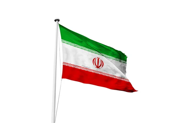 Drapeau Iran Agitant Fond Blanc Rendu — Photo