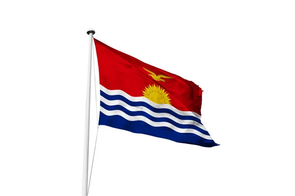 Kiribati Vlajka Mávání Bílým Pozadím Vykreslování — Stock fotografie
