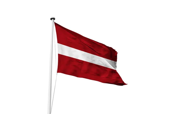 Latvia Drapeau Agitant Fond Blanc Rendu — Photo