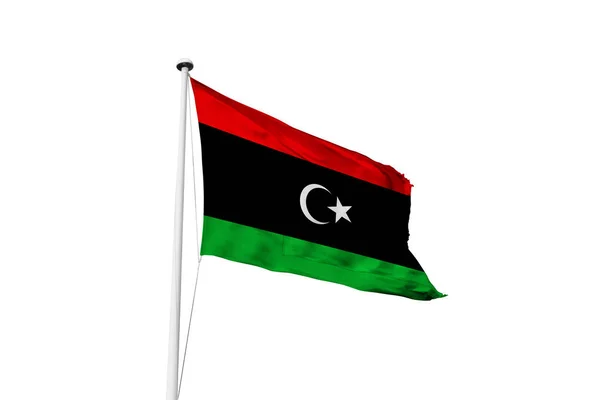 Bandera Libya Ondeando Fondo Blanco Representación — Foto de Stock