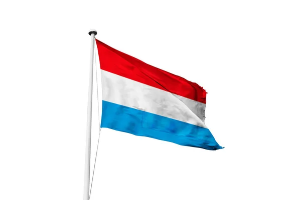 Флаг Люксембурга Размахивающий Белым Фоном Рендеринг — стоковое фото