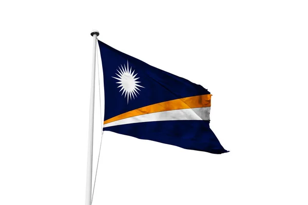 Флаг Маршалл Островов Размахивая Белым Фоном Рендеринг — стоковое фото