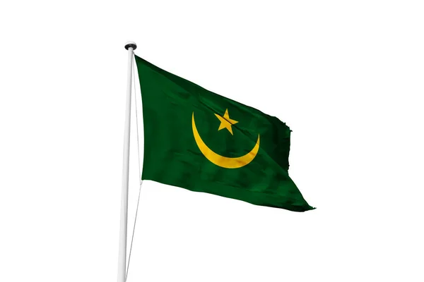 Mauritaniaflag Waving White Background Rendering — Stock Photo, Image