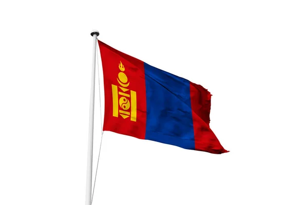 Mongolia Flagga Viftande Vit Bakgrund Rendering — Stockfoto