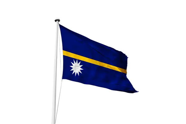 Nauru Vlag Zwaaien Witte Achtergrond Rendering — Stockfoto