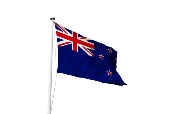 New Zealand Flag Waving White Background Rendering — Stock Photo, Image