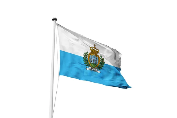 Bandera San Marino Ondeando Fondo Blanco Representación — Foto de Stock