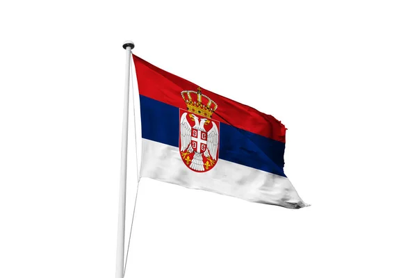 Serbia Bandeira Acenando Fundo Branco Renderização — Fotografia de Stock