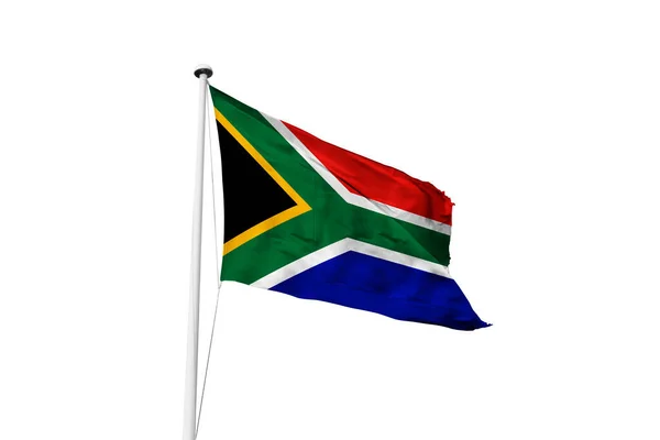 South Africa Flag Waving White Background Rendering — Stock Photo, Image