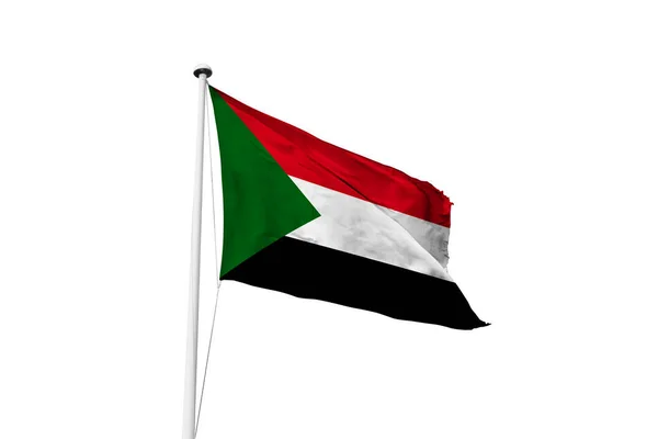 Sudan Bandeira Acenando Fundo Branco Renderização — Fotografia de Stock