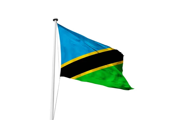 Bandera Tanzania Ondeando Fondo Blanco Representación — Foto de Stock