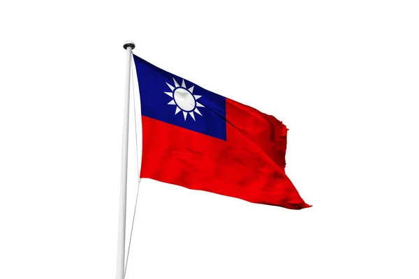 Флаг Тайваня Размахивая Белым Фоном Рендеринг — стоковое фото
