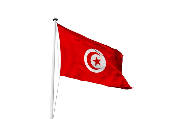 Bandera Tunisia Ondeando Fondo Blanco Representación — Foto de Stock