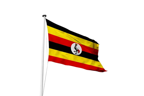 Uganda Steag Fluturând Fundal Alb Redare — Fotografie, imagine de stoc