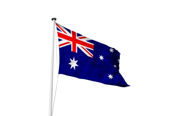 Bandiera Australiana Sventola Sfondo Bianco Rendering Fotografia Stock