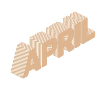 Nisan sözcüğü tipografi 3d izole edilmiş beyaz arkaplan