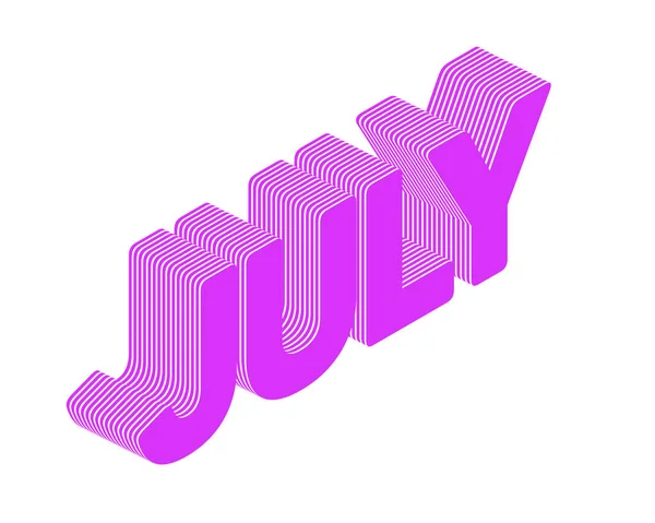 7月単語タイポグラフィ3Dレンダリング隔離された白い背景 — ストック写真